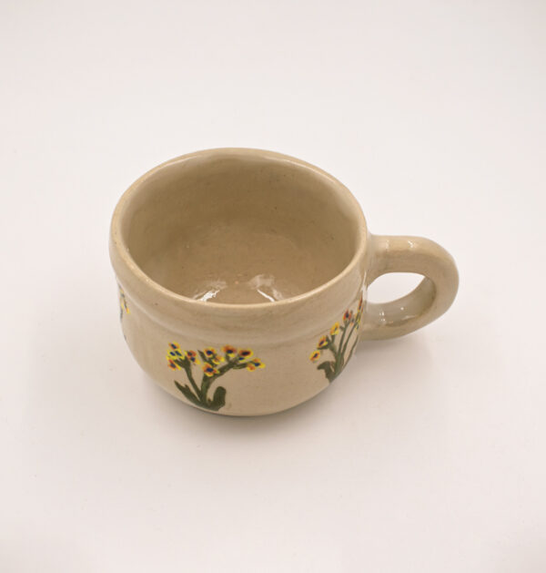 Χειροποίητο Φλιτζάνι Espresso Ivory με Ζωγραφισμένα Λουλούδια